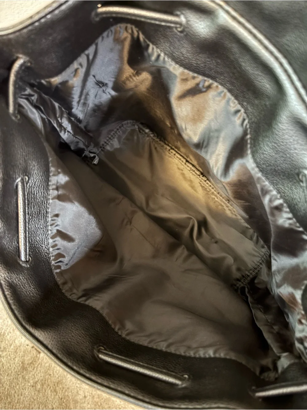Victoria’s Secret NWT Black Leather Drawstring Backpack